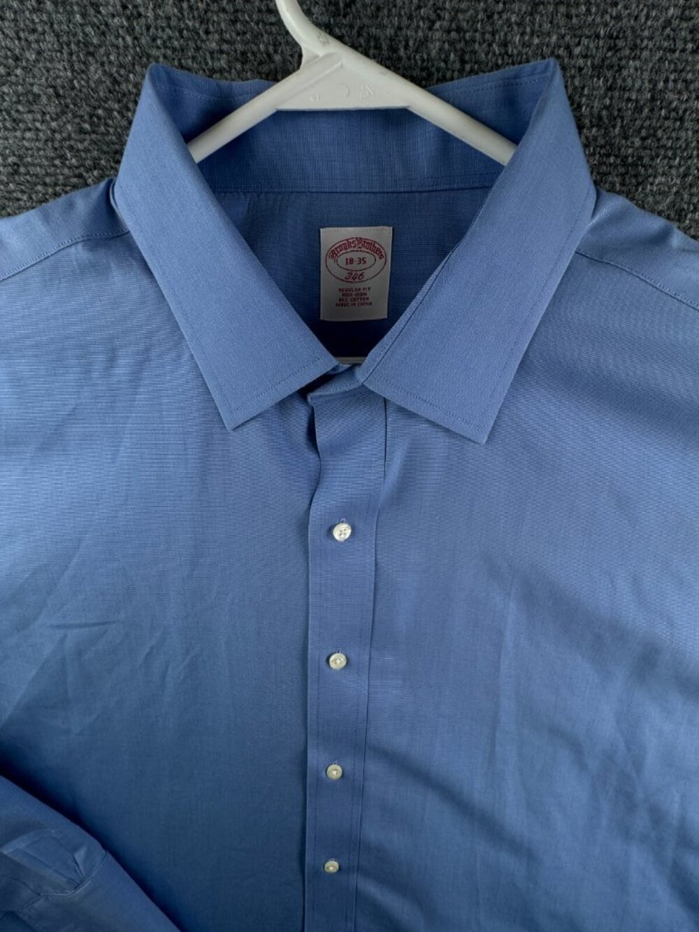Brooks Brothers Cotton Button Up Shirt Long Sleeve Men Blue 18 35 Regular Adult